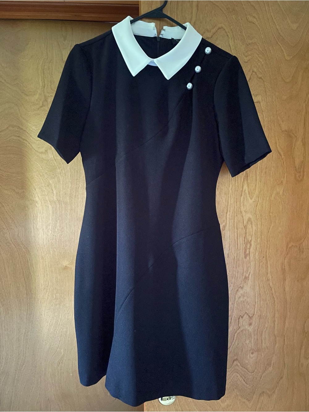 Ivanka Trump Black Short-Sleeve Dress with White Peter Pan Collar